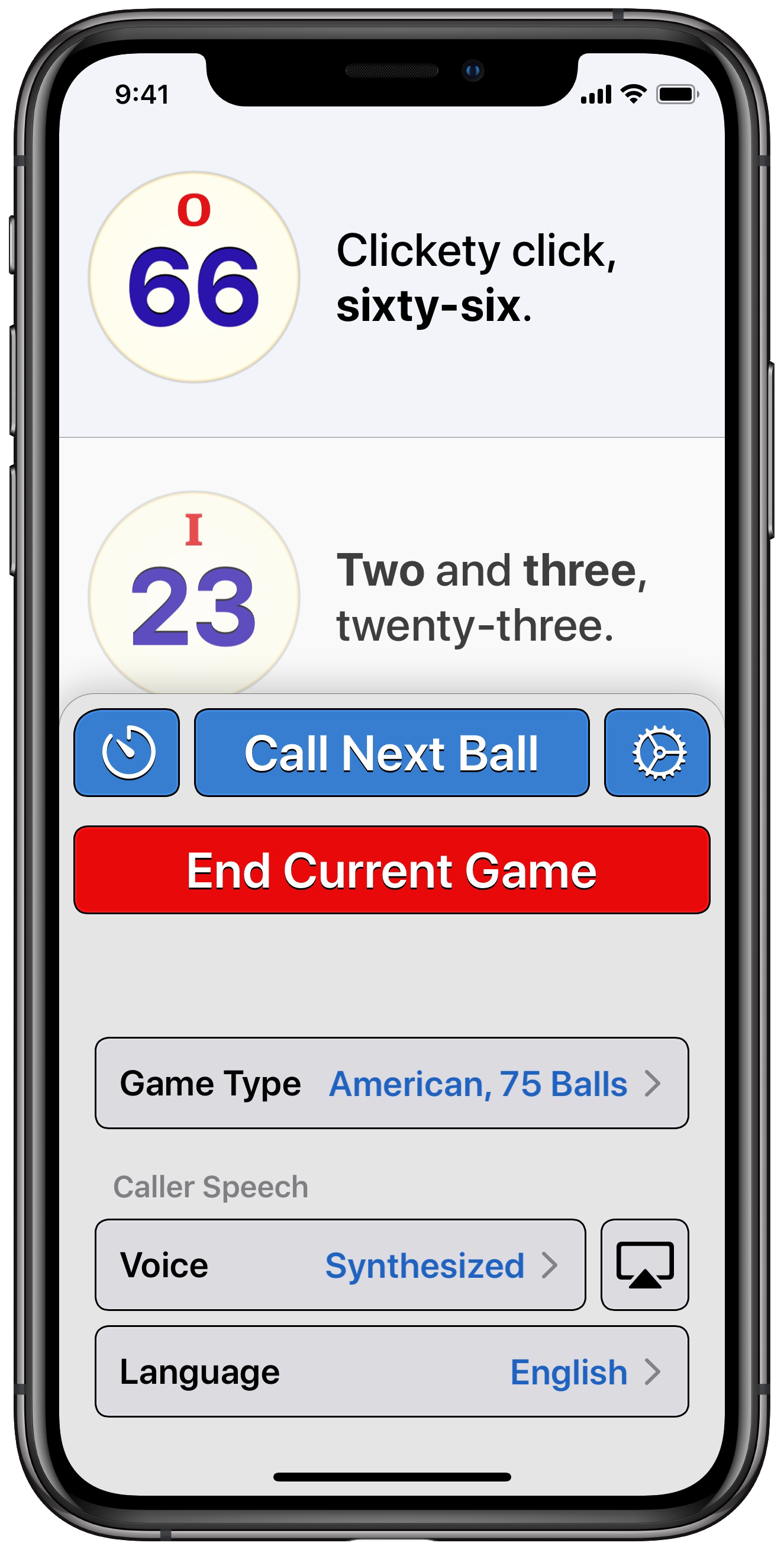 Bingo Machine — Bingo number caller app for iPhone and iPad